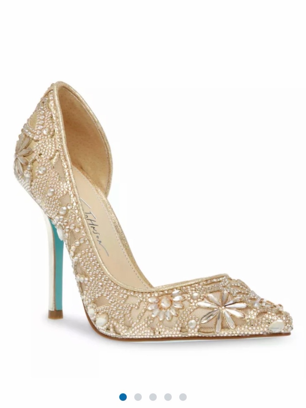 Embellished Gold Pointed Toe D'Orsay Pump - Betsey Johnson